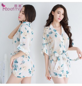 FEE ET MOI Sexy Lace Seethrough Sleep Dress (White)